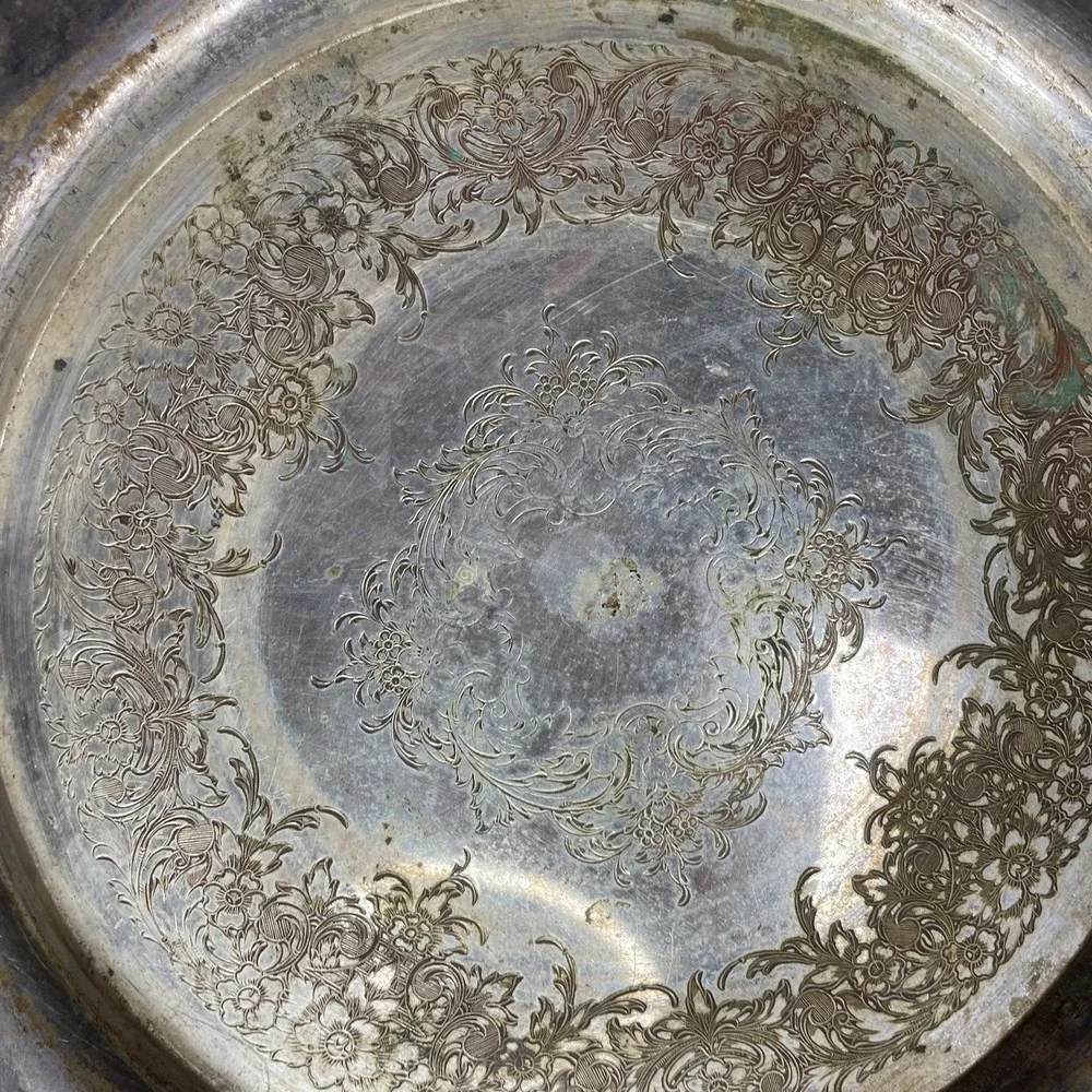 Vtg International Silver Co 115 Footed Silver Plated Plate Grapes‎ Leaves 16